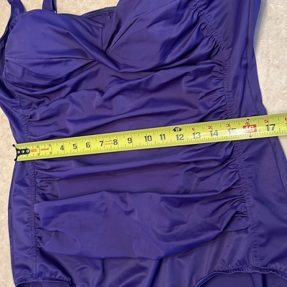 Croft & Barrow Body Sculpting One Piece Swim Suit eggplant size 22W ruched - Picture 13 of 16